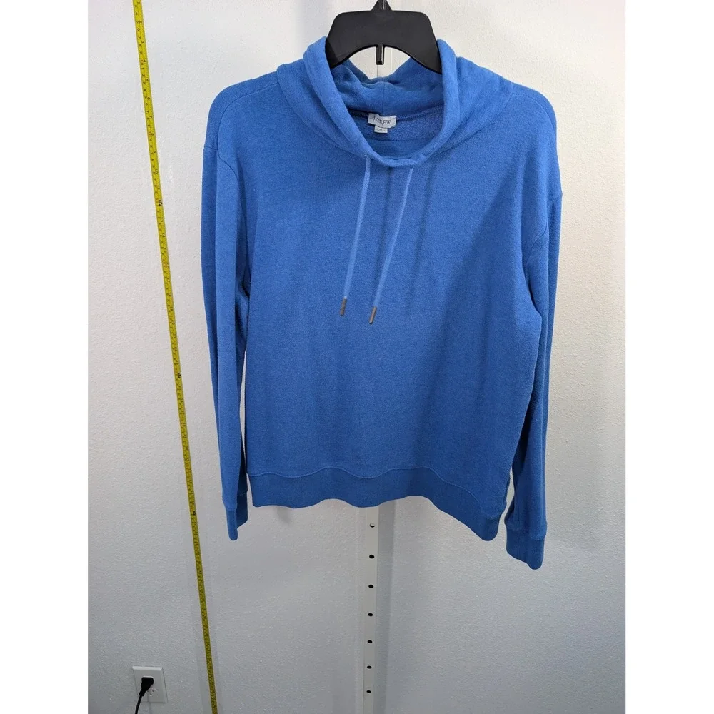 J. Crew Womens Blue Cowl‎ Neck Hoodie Sweatshirt Size Medium Long Sleeve Fleece